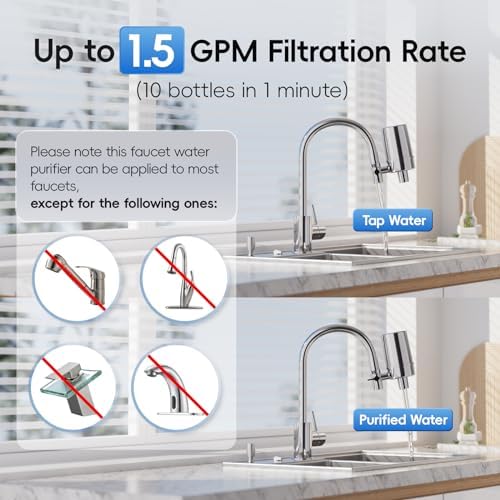 iSpring DF2-CHR Faucet Water Filter for Kitchen, Bathroom, or RV Sink – Water Filter for Sink Faucet, 500 Gallons Long Life, Chrome Finish - Image 4