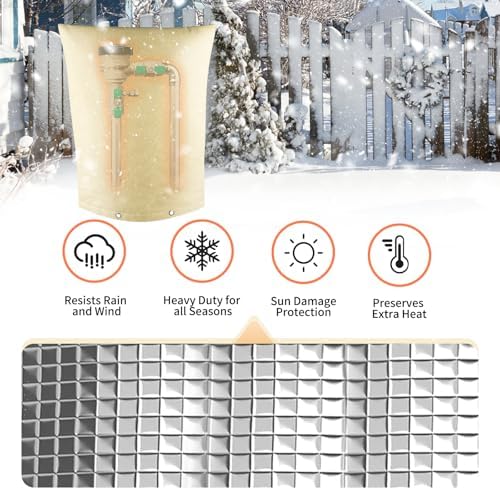 Outdoor Backflow Preventer Cover, Pipe Insulated Pouch for Freeze Protection, Winter Thicken Fabric Sprinkler Valve Insulation Cover for Outside Irrigation Pipe & Water Well Pump (Beige, 21”H X 16”W) - Image 4