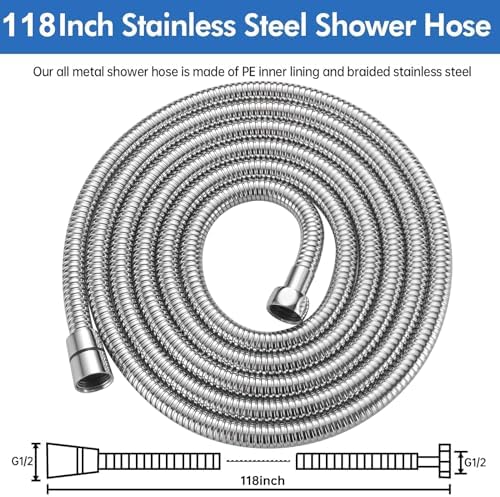 RUMOSE 118 inches Extra Long Shower Hose, Chrome - Image 6