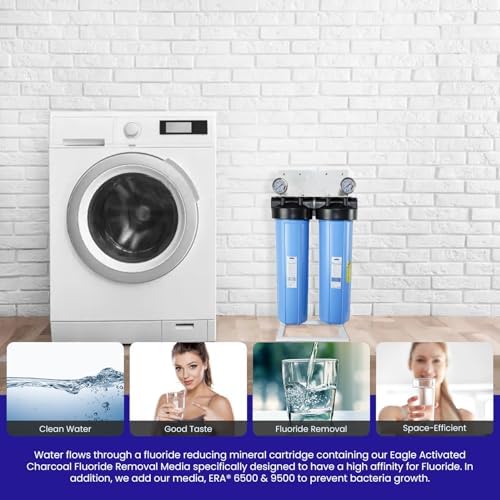 Crystal Quest Tall Compact Whole House Fluoride Water Filtration System, Multi-Stage Filter for Fluoride, BPA-Free, pH-Enhancing, 4-6 GPM Flow, Double Configuration, Easy Maintenance - with Stand - Image 5
