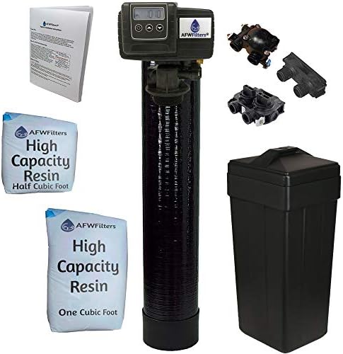 AFWFilters 1.5 Cubic Foot (48k) Whole Home Water Softener with High Capacity Resin, 3/4" Plastic MNPT Connection, and Black Tanks by Abundant+Flow+Water+Systems