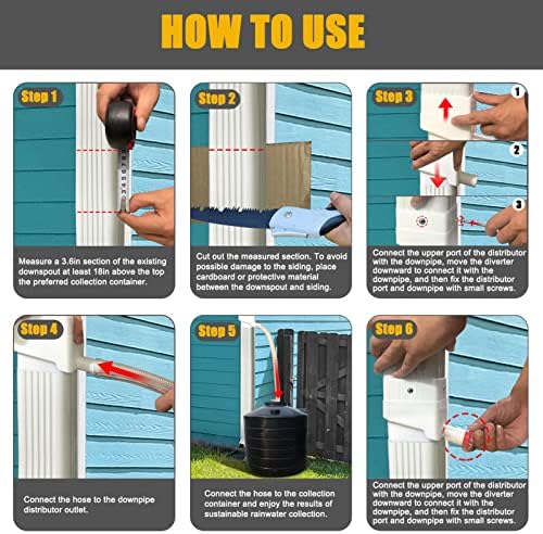 Cyrank Rainwater Collection System, Gutter Downspout Diverter Rain Diverter Kit Rainwater Downspout Collection for Outdoor Garden Lawn (Dark Brown) - Image 4