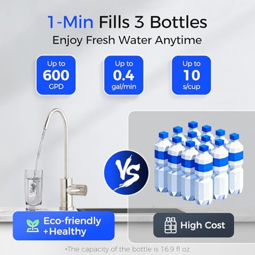 iSpring RO600BN Tankless Reverse Osmosis System Under Sink, 600 GPD Fast Flow RO System, 2.5:1 Pure to Drain Ratio RO Water Filter System, Brushed Nickel Faucet, White - Image 2