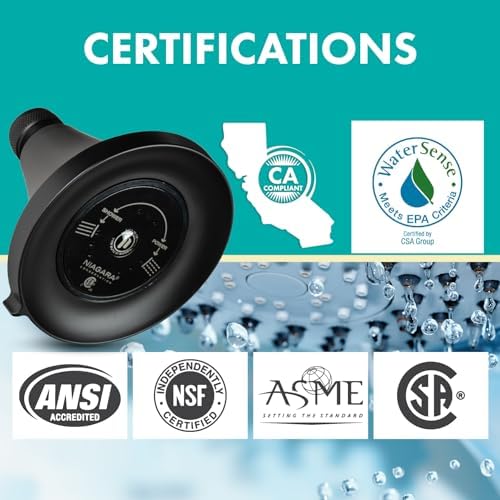 Niagara Conservation N3915MB Earth Luxe 3-Spray with 1.5 GPM 3.35-in. Wall Mount Adjustable Fixed Shower Head in Matte Black, 1-Pack | Bathroom Shower Head Sprayer with Pressure Compensation - Image 3