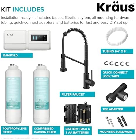 KRAUS Bolden 2-in-1 Commercial Style Pull-Down Single Handle Water Filter Kitchen Faucet in Matte Black with Purita 2-Stage Under-Sink Filtration System - Image 2
