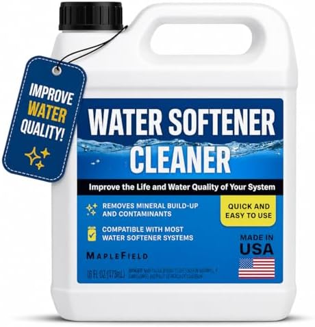 Maplefield Water Softener Cleaner Solution - 16 oz (2 uses) - Recharge Resin, Remove Contaminants and Mineral Build up - Universal Fit for Household Water Softener System - Easy DIY Use by Maplefield