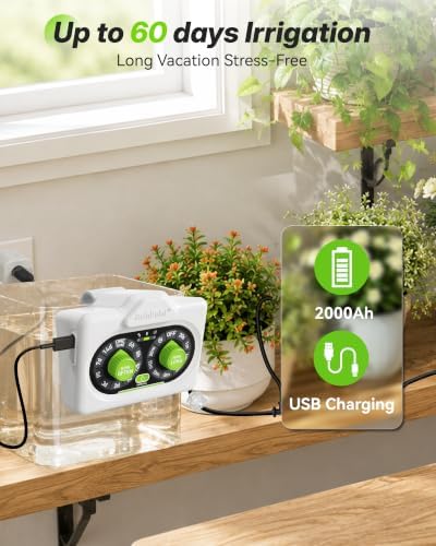 RAINPOINT Automatic Plant Waterer Indoor, Smart APP Control Drip Irrigation System for Houseplants, Anti-Siphon Vacation Watering Device with 2400mAh Rechargeable Battery (Up to 15 Pots) - Image 6