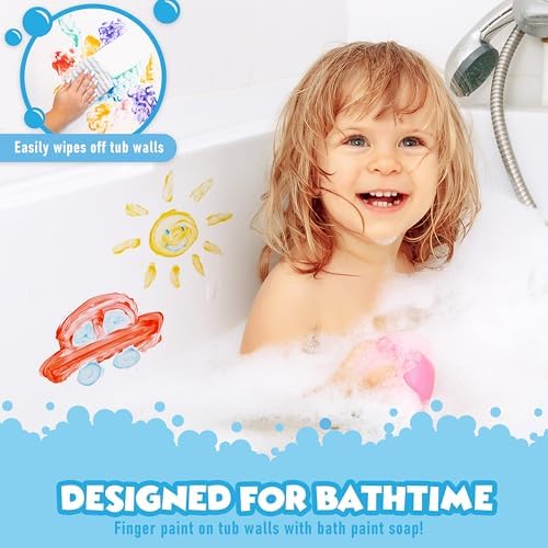 Tub Works® My Colorful Bath™ Kids Bath Set | Nontoxic | Fizzy Bath Color Tablets (150 Count), Smooth™ Bath Crayons (12 Pack) & Bath Paint Soap (6 Pack) | Creative Bath Toys for Toddlers & Kids - Image 3