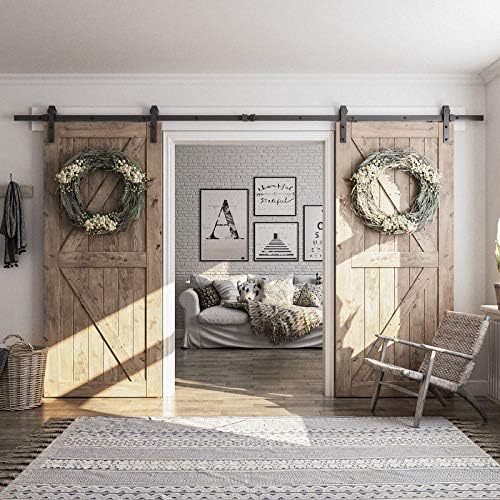 SMARTSTANDARD 12 FT Double Barn Door Hardware Kit, Fit 36" Wide Door Panel - Image 3