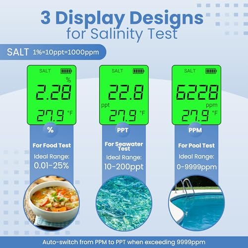 All-New 2026 Pool Salt Tester & pH Meter | Digital 5-in-1 Salinity, pH, Temperature, EC & TDS Meter for Pools, Hot Tubs, Aquariums, Hydroponics, and Drinking Water – High Accuracy & Easy Calibration - Image 4