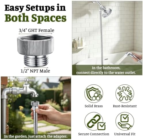 Dog Shower Attachment for Outdoor Pet Washing, High Pressure Hand Sprayer with ON/OFF Switch, 100 Inches Stainless Steel Hose, 3/4 GHT Female Connector, Chrome - Image 4