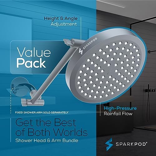 SparkPod 6" Round Rain Shower Head with 11" Shower Arm - Image 3