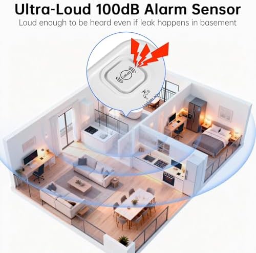 WiFi Water Leak Detectors 100dB Smart Water Sensor Alarm with 3.22 ft Sensor Cable Triple Detection Mode, with App Remote Monitor, Wireless Tank Level Monitor for Basement, Kitchen, Bathroom (5Packs) - Image 7