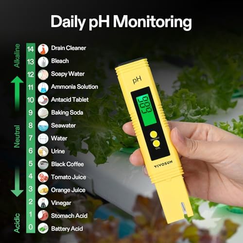 VIVOSUN Digital PH Meter, TDS and EC Pen for Water, Soil Moisture Tester for Hydroponics, Pool and Aquarium, Yellow Blue, UL Certified - Image 5