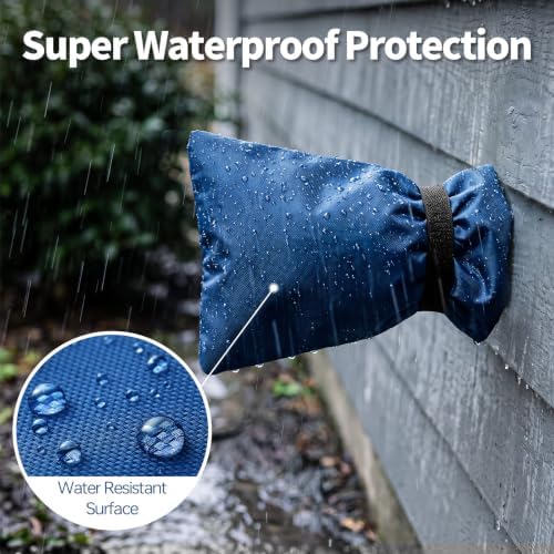 Outdoor Faucet Cover for Winter, 3M Thinsulate Spigot Cover for Winter Freeze Protection, Waterproof, 10" H x 6.3" W Outside Hose Bib Insulated Covers for Wall Taps, 2 Pcs Faucet Socks - Blue - Image 5