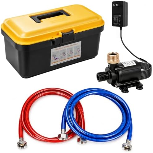 Tankless Water Heater Flushing Kit: Brushless Pump, 2×6' Hoses & Toolbox by FILGAUR