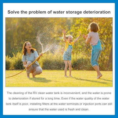 RV Inline Water Filter with 2 Flexible Hose Protectors, 20-Micron Advanced GAC & KDF Filtration Reduces Bad Taste, Odor, Chlorine, Sediment for RVs Campers Marines - Image 7