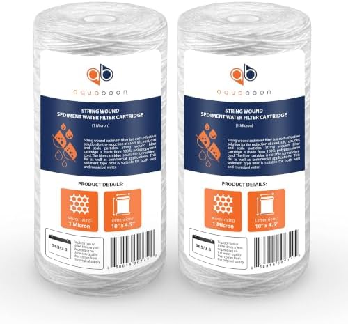Aquaboon 1 Micron 10 x 4.5 String Wound Water Filter Cartridge 2-Pack by Aquaboon