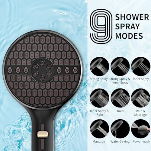 Handheld Shower Head High Pressure, 9-Mode with Pause Mode & Power Wash - Image 3