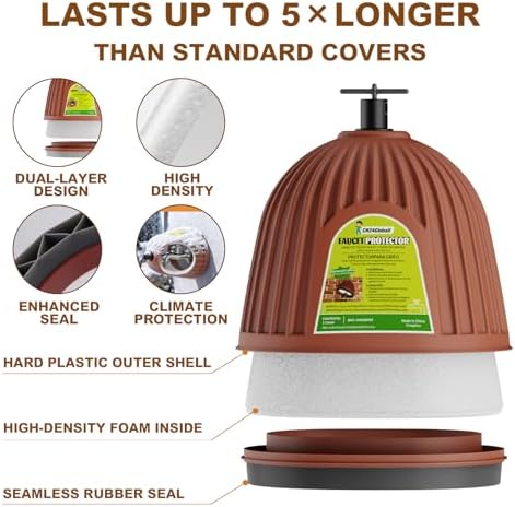 4-Pack Hose Bib Covers for Winter, Triple-Layer Foam & Reinforced Shell - Image 3