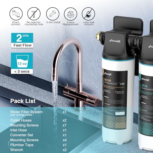 Frizzlife DW10 Under Sink Water Filter System, NSF/ANSI 53&42 Certified Elements, Reduces 99.99% Lead, Chlorine, Fluoride, Bad Taste & Odor, Direct Connect, 0.5 Micron, USA Tech - Image 5