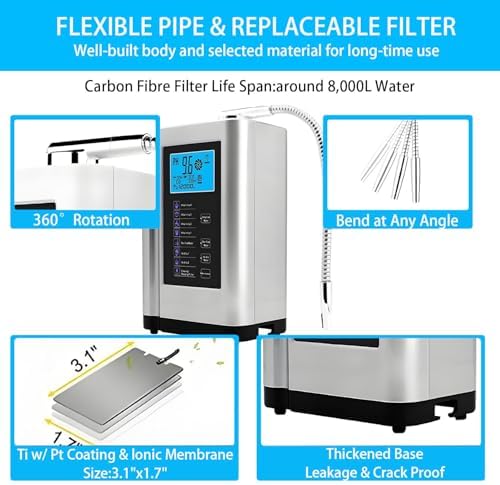 Alkaline Water Ionizer Water Purifier Machine， PH 3.5-10.5 ，Up to 600mV ORP 8000 Liters Per Filter7 Water SettingsAuto-CleaningIntelligent Voice Blue - Image 5