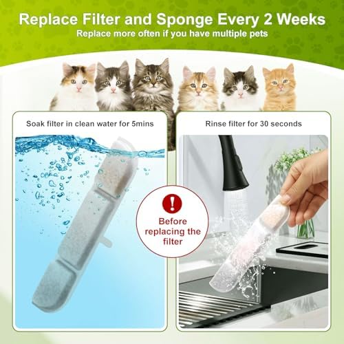 6 Pack Replacement Filters for 84oz/2.5L Fursink Pet Water Fountain, ZEKIRY Cat Water Fountain Filters, Triple Filtration Pet Fountain Filter Replacement(6 Filters & 6 Sponges) - Image 6