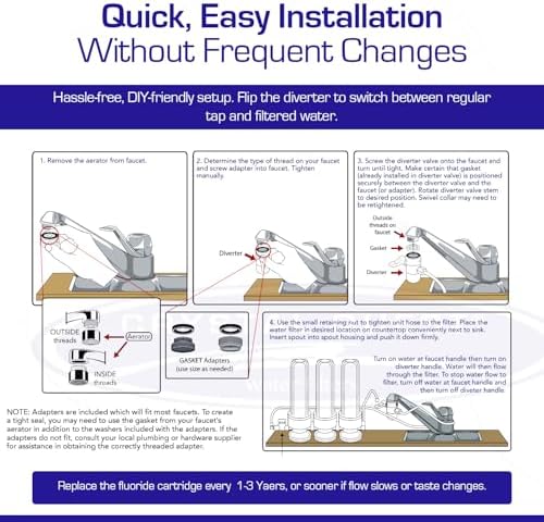 Crystal Quest Countertop Water Filter System – 8-Stage Triple Fluoride Plus Filtration for Kitchen Faucets, Removes Chlorine, Heavy Metals & VOCs, Long-Lasting 10,000-Gallon Faucet Filter - Image 6