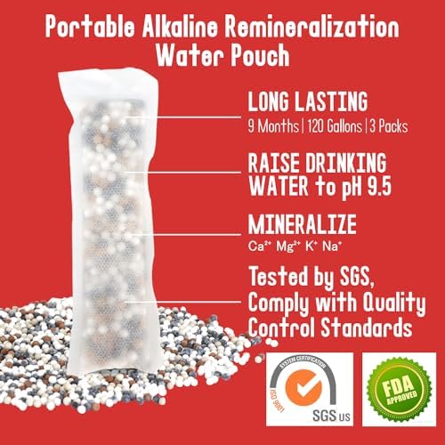 AlkaEnergy Alkaline Water Filter Pouches, 3 Pack 50g Each – Raises Water pH Up to 9.5, Adds Minerals, Portable Alkaline Water Packets for Bottles, Pitchers &Jugs - Image 2