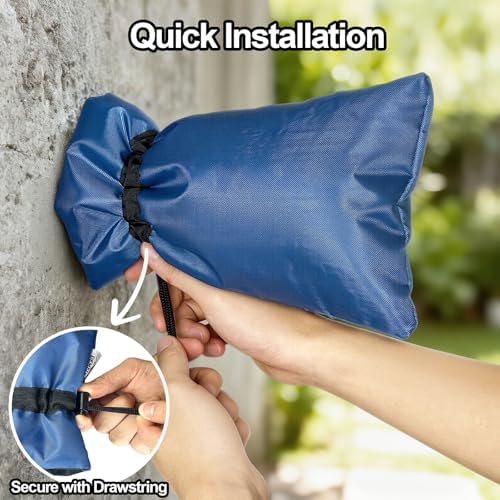 Enlarge Outdoor Faucet Cover for Winter Freeze Protection, 3M Thinsulate, 10”H x 6.3”W Hose Bib Covers for Wall Taps Outside, Waterproof & Frost Free Insulated Spigot Cover, 4 Pcs Faucet Socks - Blue - Image 6