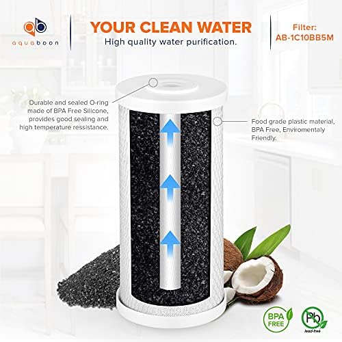 Aquaboon 5 Micron 10x4.5 Carbon Block Water Filters Whole House CTO Water Filter Replacement Cartridge Compatible with FXHTC, CB-BB-10, EP-BB, 4-Pack - Image 5