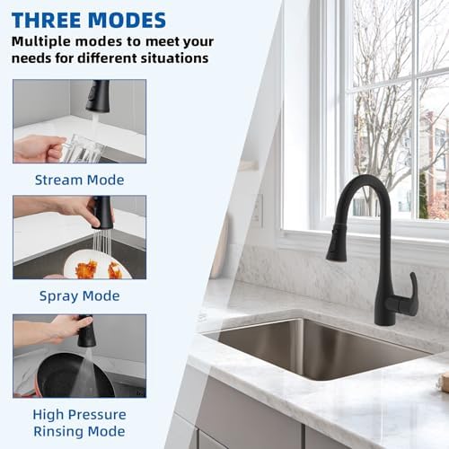Hibbent Kitchen Faucet Spray Head, 3-Function Nozzle, Oil-Rubbed Bronze - Image 2