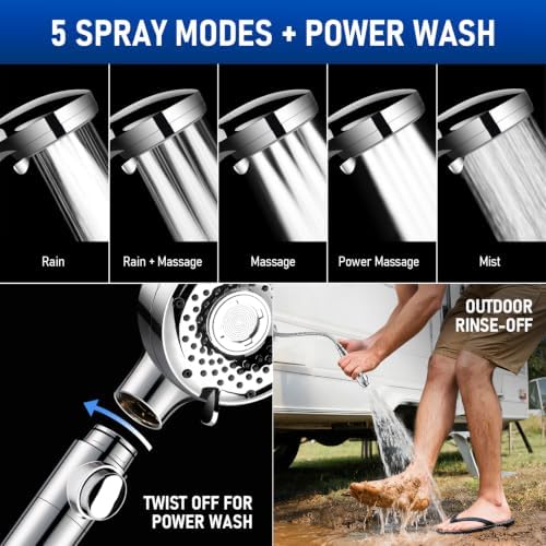 High Pressure Shower Head for RV, On/Off Camper Shower Head with 59" Hose - Image 5