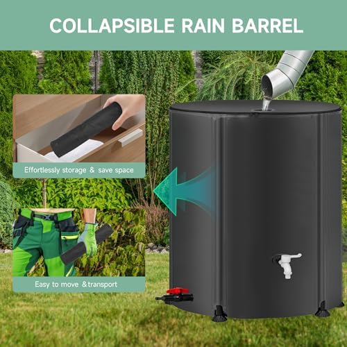 Collapsible Rain Barrel Water Storage Containers-105 Gallon Portable Rainwater Collect System Water Tank to Collect Rainwater from Gutter Downspout Water Catcher with Spigots,Filter＆Overflow Kits - Image 3