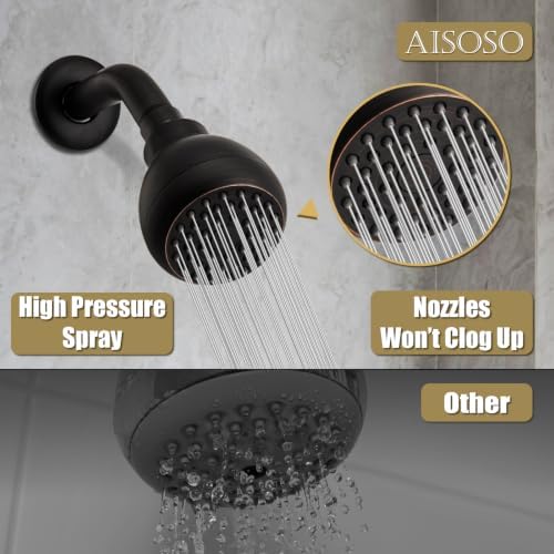 AISOSO Fixed Shower Head High Pressure 2PCS 3" Showerhead Oil Rubbed Bronze - Image 5