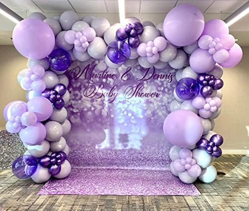 150Pcs Purple Balloons Garland Arch Kit - 5 10 12 18 inch Lavender Pastel Metallic Purple Confetti Balloons Silver White Latex Balloon for Girl Birthday Baby Shower Princess Party Decorations - Image 6