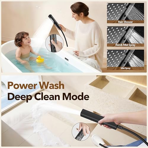 JDO High Pressure Rain Shower Head with Handheld Spray Matte Black - Image 5