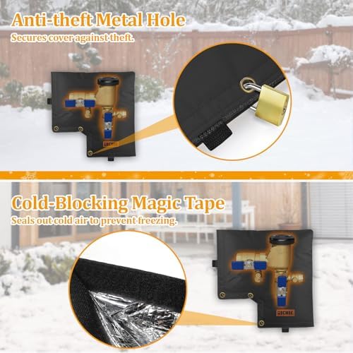 Backflow Preventer Insulated Cover (5°F) for Winter Freeze Protection, 13"W x 12"H Thickened Pressure Vacuum Breaker & Well Pump Cover, Outdoor Waterproof Insulation Pouch for Sprinkler Valve, Black - Image 7