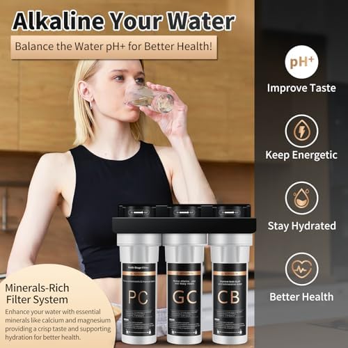 WINGSOL Water Filter for Sink with Faucet, 3-Stage Deep Filtration, Reduce Heavy Metals/Chlorine/PFAS/Odor/Sediment, NSF/ANSI 42&53 Improve Taste, Life Indication Mineral pH+ Under Sink Water Filter - Image 2