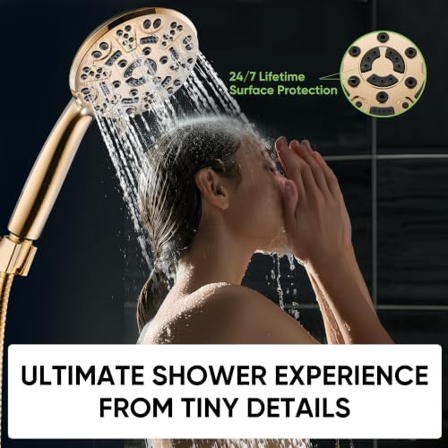 Cobbe 8-Setting Handheld Shower Head, Water-Saving Design, Gold - Image 3