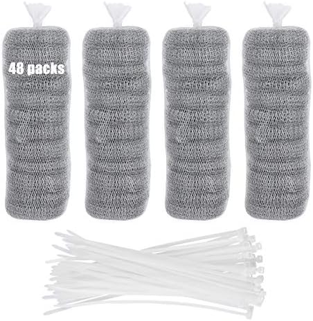 48 PCS Lint Traps Washing Machine Lint Trap Stainless Steel lint Snare Traps Laundry Mesh Washer Hose Filter Washing Machine Lint Snare, Lint Traps Hose Screen Filter Catcher with 48 Nylon Cable Ties by Buytta
