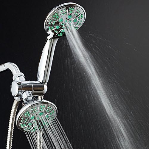 AquaDance Antimicrobial/Anti-Clog High-Pressure 30-setting Dual Head Combination Shower with Microban Nozzle Protection From Growth of Mold, Mildew & Bacteria for a Healthier Shower– Coral Green, 4 In - Image 6