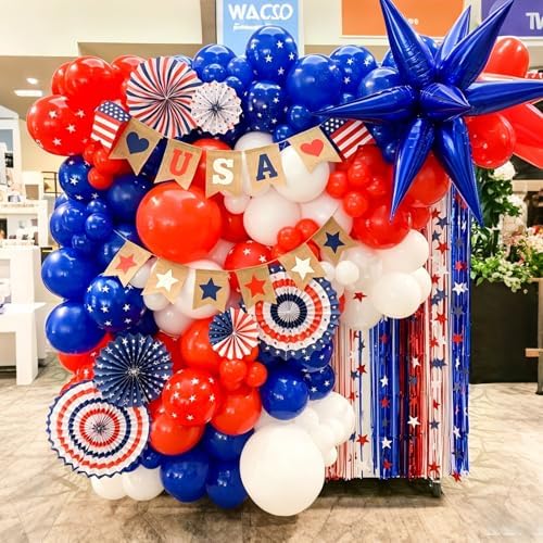 Red White and Blue Balloon Arch Kit,129Pcs Red and Blue Balloons - Image 5