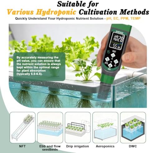 Hydroponic Nutrient Tester pH Meter, Digital TDS PPM Meter for Water - Image 3