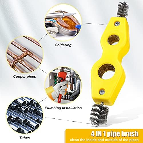 Honoson 4 Pcs 4-in-1 Copper Pipe Cleaner Brush, 1/2 in & 3/4 in, Yellow - Image 2