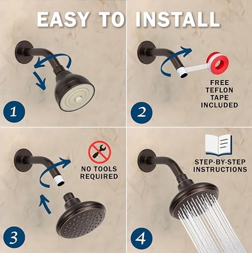 Aqua Elegante High Flow Shower Head - 2.5 GPM - Oil-Rubbed Bronze - Image 5