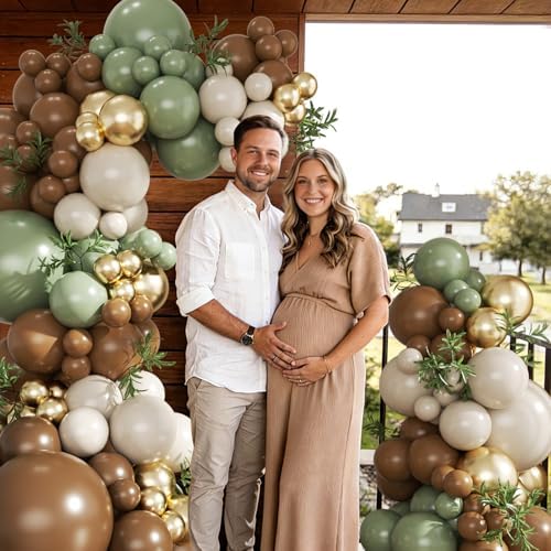 Sage Green Brown Balloon Arch Kit for Safari Jungle Baby Shower Decorations - Image 3