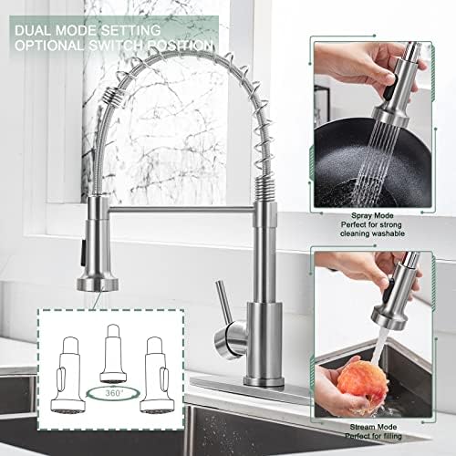 WEWE Laundry & Utility Sink Faucet with Pull-Down Sprayer, Brushed Nickel - Image 3
