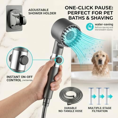 High Pressure Handheld Filtered Shower Head with 4 Spray Modes - Image 3