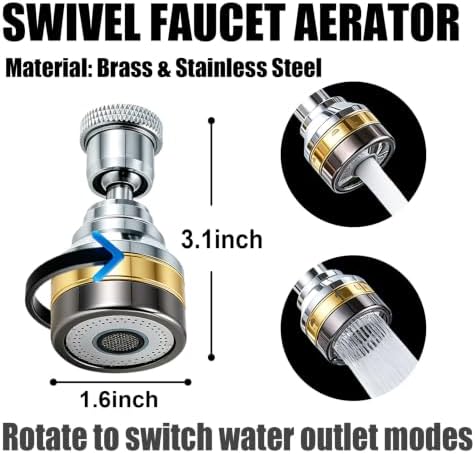 Swivel Kitchen Faucet Aerator Replacement Faucet Sprayer Attachment,Short - Image 5